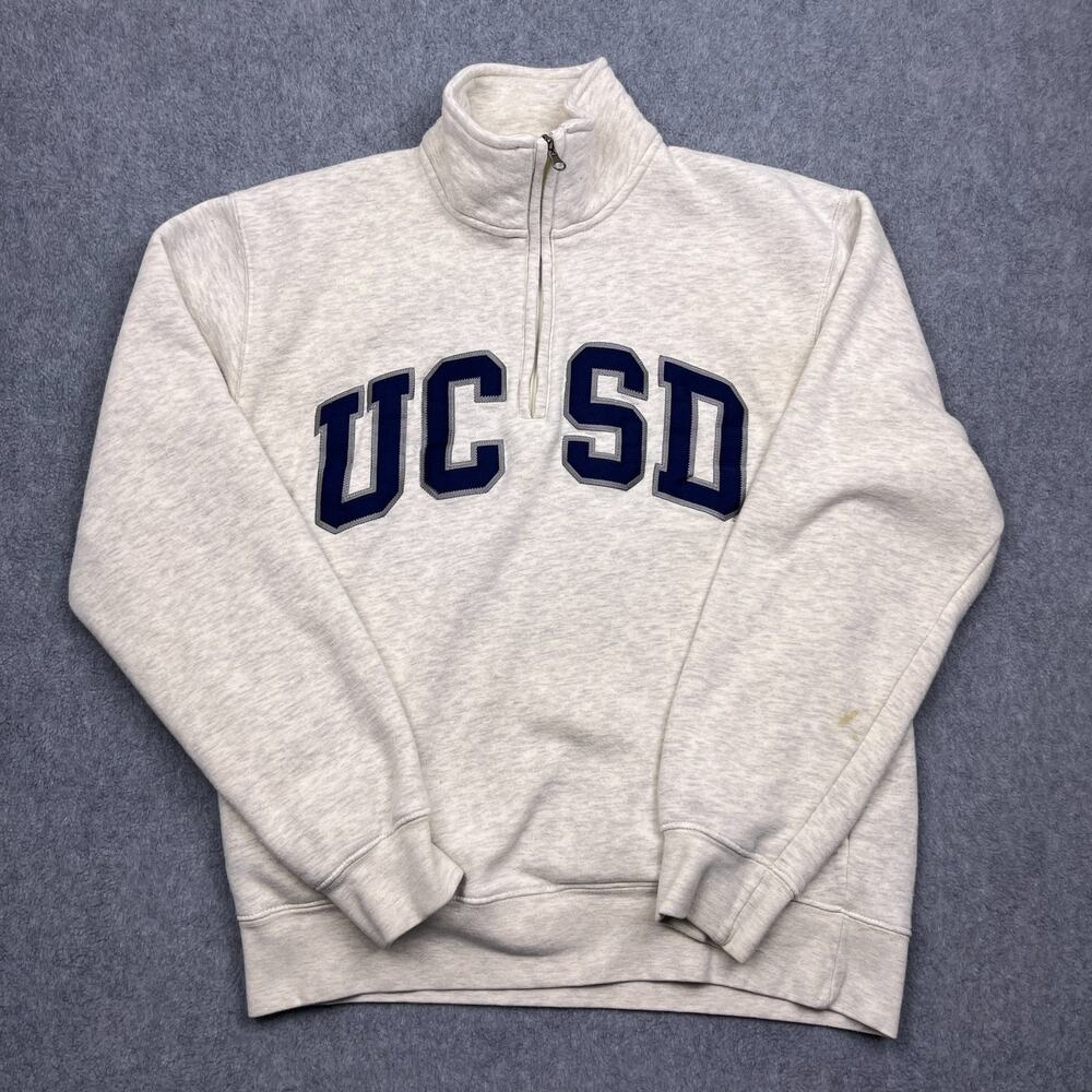 ucsd‎ big cotton sweatshirt gray quarter zip small